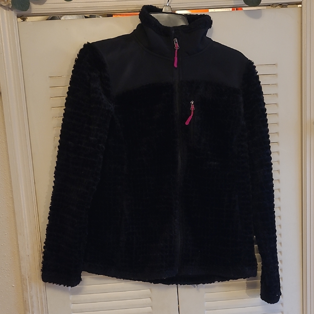 Made for Life Black Fleece Jacket with Pink Accents